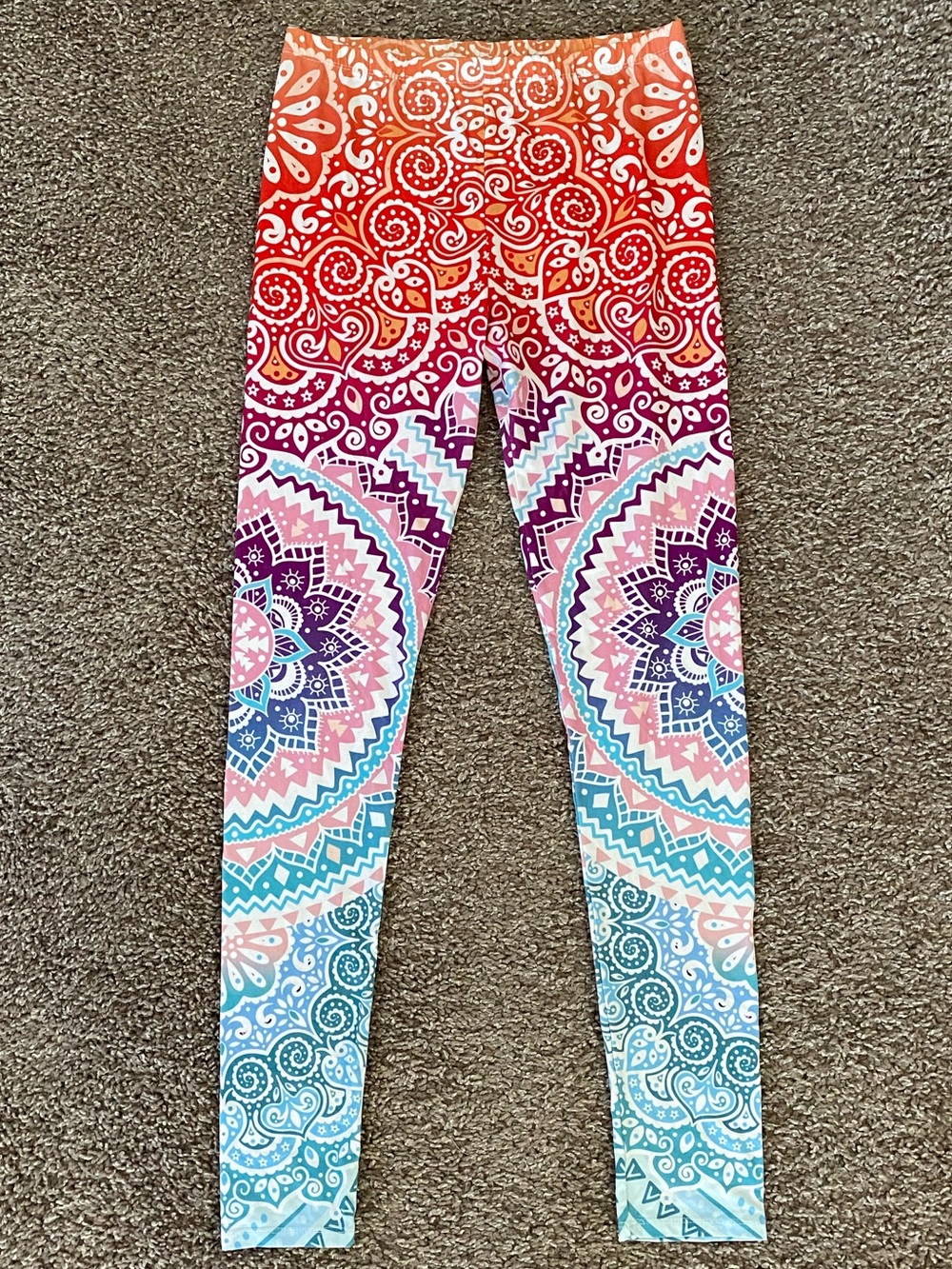 Women’s Ombre Mandala Leggings - Pink Orange Blue